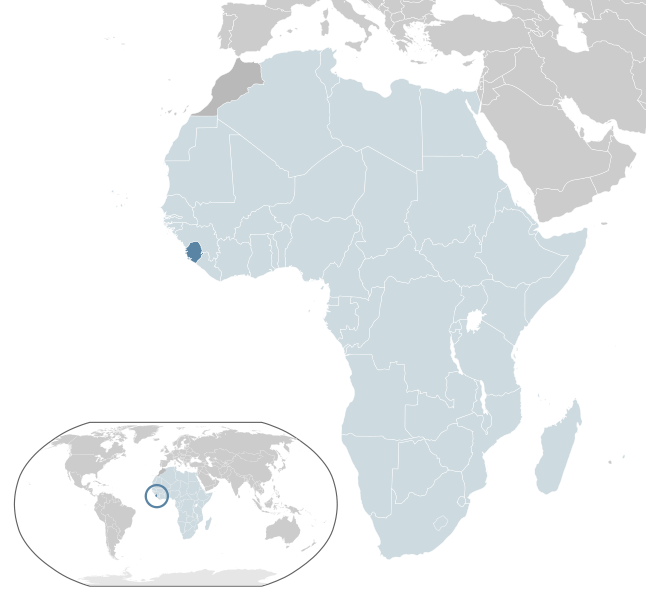 African map with Sierra Leone highlighted