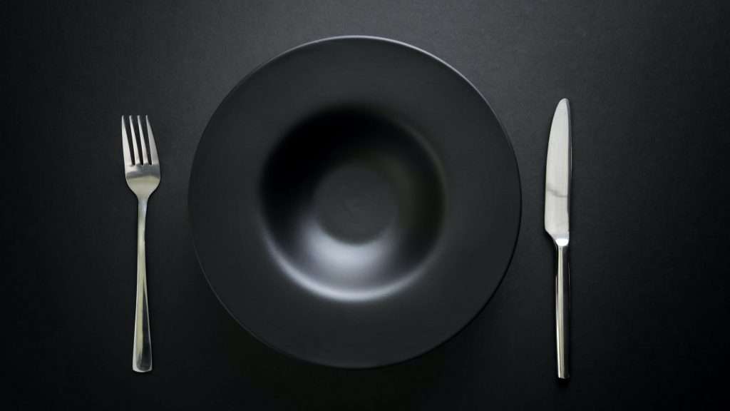 fork plate and knife